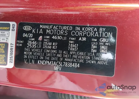 2020 Kia Sportage Lx from USA, damaged, VIN KNDPM3AC5L7838484